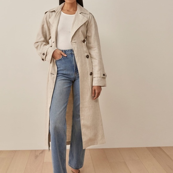 Reformation Belgium Linen Trench Size S Color Otameal